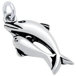 Pandantiv argint 925 delfini mama si puiul